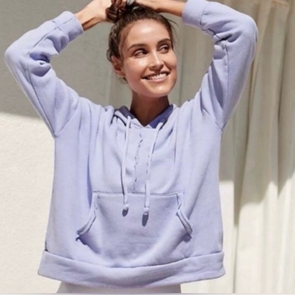 FP Movement Free People Lavender Fleece Hoodie Pullover Oversized XS Athleisure - Picture 1 of 9